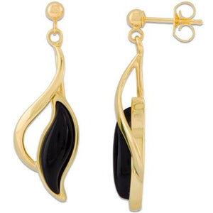 Maui Divers Jewelry Black Coral Earrings in 14K Yellow Gold