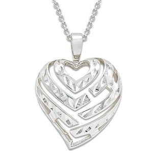 Aloha Heart Necklace in Sterling Silver - 24mm