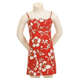 Classic Hibiscus Pareo Girls Adjustable Strap Dress