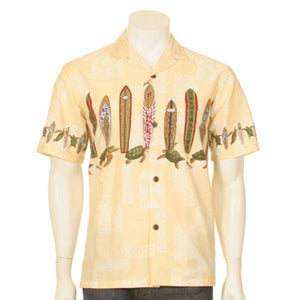 Men's Surfboard Honu Chestband Aloha Shirt