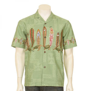 Men's Surfboard Honu Chestband Aloha Shirt