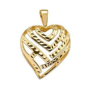 Maui Divers Jewelry Aloha Heart Pendant in 14K Yellow Gold - 30mm