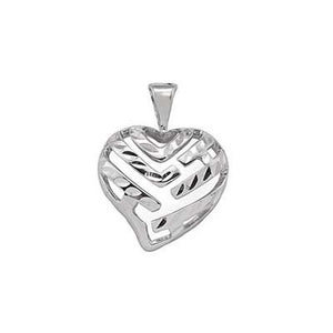 Maui Divers Jewelry Aloha Heart Pendant in 14K White Gold - 15mm