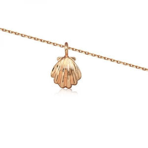 Rose Silver Clam Shell Anklet 9"