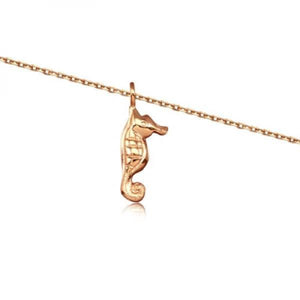 Rose Silver Seahorse Anklet 9"