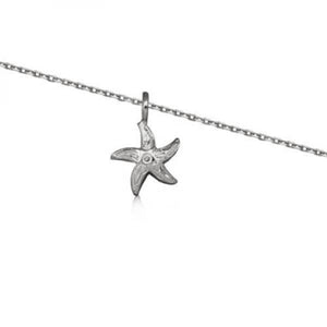 Rhodium Silver Starfish Anklet 9"