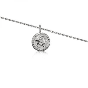 Rhodium Silver Honu Plate Anklet 9"