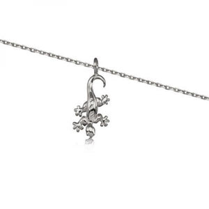 Rhodium Silver Gecko Anklet 9"