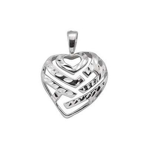 Maui Divers Jewelry Aloha Heart Pendant in 14K White Gold - 18mm