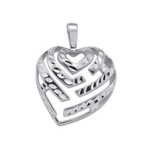 Maui Divers Jewelry Aloha Heart Pendant in 14K White Gold - 24mm