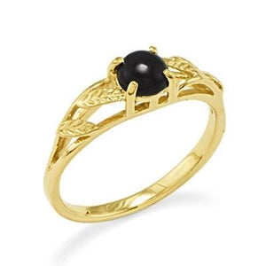 Maui Divers Jewelry Black Coral Ring in 14K Yellow Gold