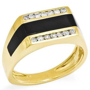 Maui Divers Jewelry Black Coral Ring with Diamonds in 14K Yellow Gold