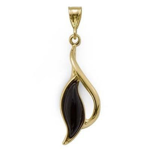 Maui Divers Jewelry Black Coral Pendant in 14K Yellow Gold