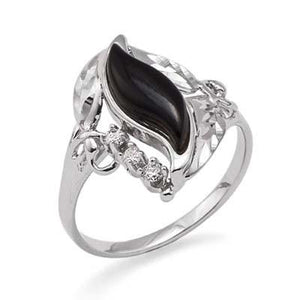 Maui Divers Jewelry Black Coral Paradise Ring with Diamonds in 14K White Gold