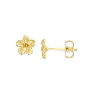 Maui Divers Jewelry Plumeria Earrings in 14K Yellow Gold - 7mm