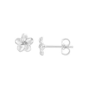 Maui Divers Jewelry Plumeria Earrings in 14K White Gold - 7mm