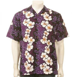 Purple Hibiscus Panel Hawaiian Shirt(542-kr4711)