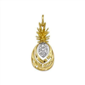 Maui Divers Jewelry Aloha Pineapple Pendant with Diamonds-14K Yelllow Gold~Medium