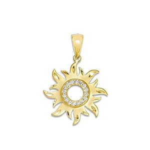 Maui Divers Jewelry Sun Pendant with Diamonds-14K Yellow Gold~17mm