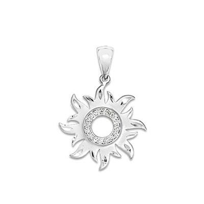 Maui Divers Jewelry Sun Pendant with Diamonds-14K White Gold~17mm