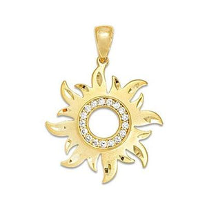 Maui Divers Jewelry Sun Pendant with Diamonds-14K Yellow Gold~24mm