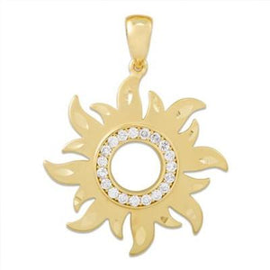 Maui Divers Jewelry Sun Pendant with Diamonds-14K Yellow Gold~29mm