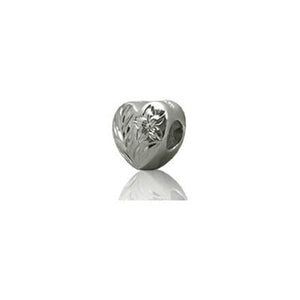 Sterling Silver Hawaiian Rhodium Heart Bead