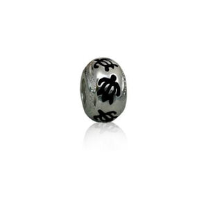 Sterling Silver Hawaiian Black Enamel Honu Bead