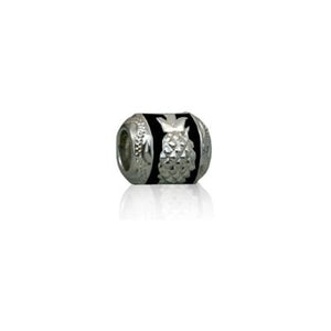 Sterling Silver Hawaiian Pineapple with Black Enamel Bead