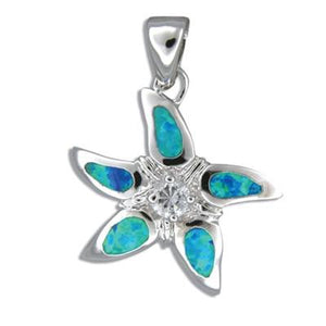 Sterling Silver Hawaiian Blue Opal Starfish Pendant