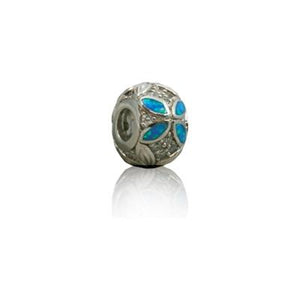 Sterling Silver Hawaiian Rhodium Maile Opal Bead