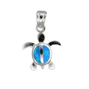 Sterling Silver Hawaiian Blue Opal Baby Turtle Pendant