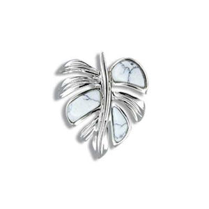 Sterling Silver Hawaiian White Turquoise Monstera Leaf Pendant