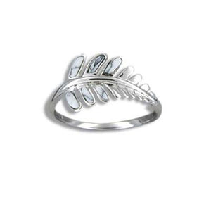 Sterling Silver Hawaiian White Turquoise Fern Leaf Ring