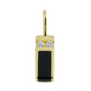 Maui Divers Jewelry Black Coral Pendant with Diamonds in 14K Yellow Gold