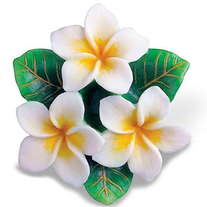 White Plumerias Hand Painted Ornament - 13661