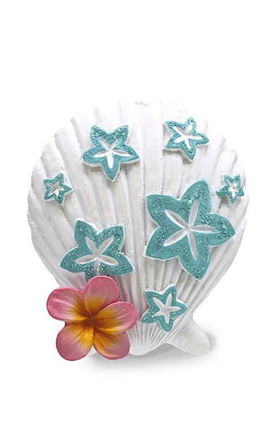 HAND PAINTED ORNAMENT - PLUMERIA SEASHELL - 13674