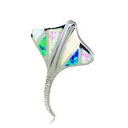 Sterling Silver Rainbow Opal Stingray Pendant