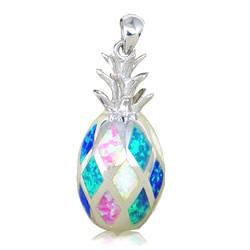 Sterling Silver Rainbow Opal Pineapple Pendant~Large