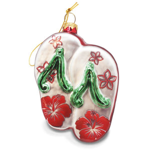 COLLECTIBLE GLASS ORNAMENT, WHITE MERRY SLIPPERS - 13942