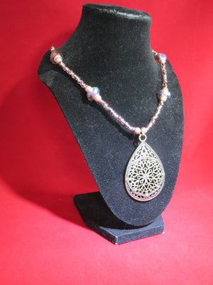 Bronze and Crystal Teardrop Necklace