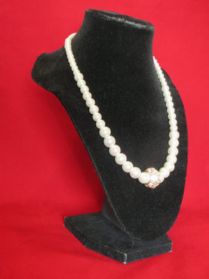 Egyptian Crystal and Graduated Glass Pearl Necklace