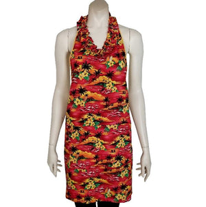 Aloha Print Kitchen Apron - New Scenic Red