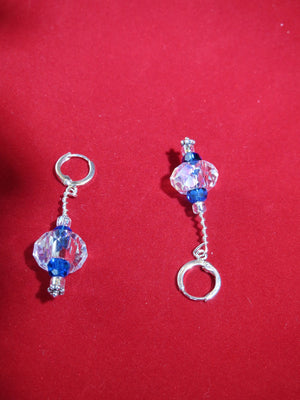 Faceted Crystal Rondelle and Blue Swarovski Earrings