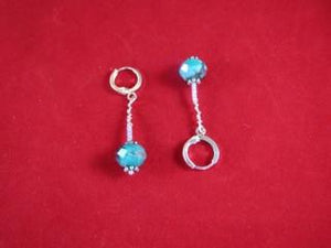 Faceted Teal and Lilac Seed Bead Earrings