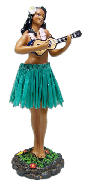 GIRL UKULELE LEILANI DASHBOARD DOLL(40620) - GREEN SKIRT