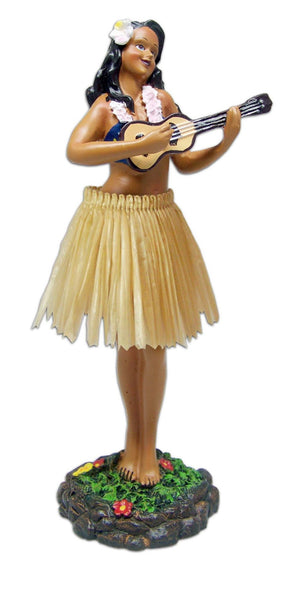 GIRL UKULELE LEILANI DASHBOARD DOLL(40625) - NATURAL SKIRT