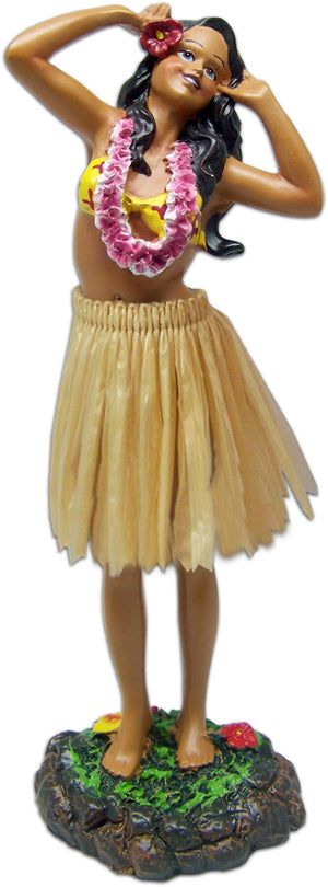 HULA GIRL SINGING LEILANI DASHBOARD DOLL(40627) - NATURAL SKIRT