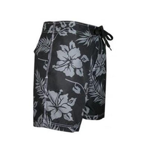 Men's Hibiscus Palm Print Board Shorts (2455)~ Black