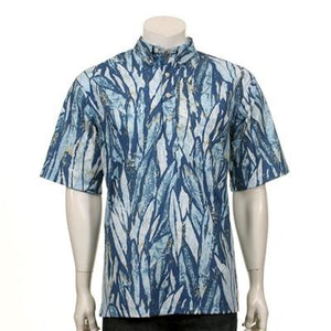 Abstract Rainforest Half Placket Aloha Shirt (503-P3241)~ Slate